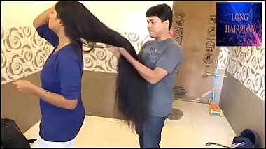 Indian long hair pulling (non nude)