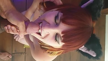 Kitten gets daddy's cream // her first cumshot facial