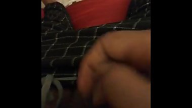 Playing with small brown cock