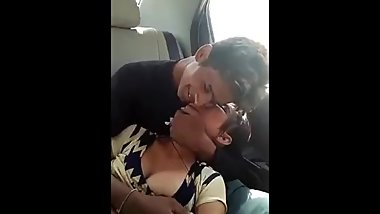Girlfriend Boobs Press in the car