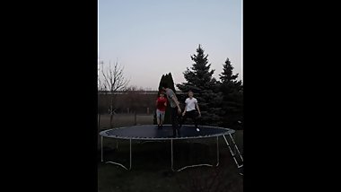 3 indian boys threesome in the trampoline