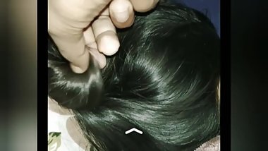 Touching & trying to open this Indian silky hairbun