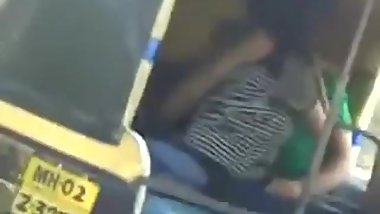 Indian Couple Having fun outdoor in mumbai road autowala