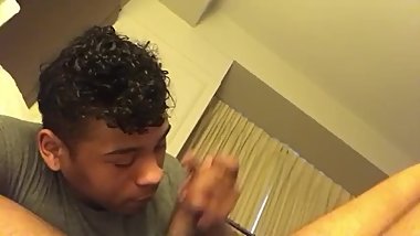 Black guy giving Arab friend a blow job