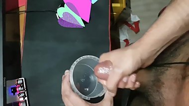 Brown dick jerk off and cum