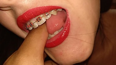 Teen Girl With Braces & Choker Does Titjob,Blowjob(sloppy&choked)& Pussyjob