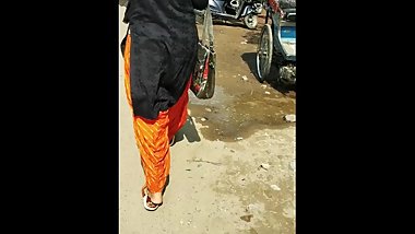 indian beautiful young girl with big ass on road walking