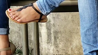 Teen indian feet in sandals