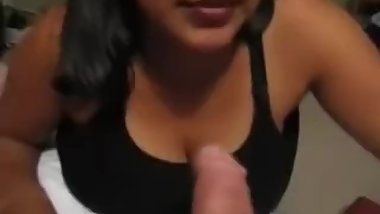 British Indian desi girl gives a blowjob and gets a facial